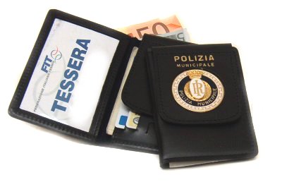 Porta placca da collo e tesserino Polizia Locale Repubblica italiana