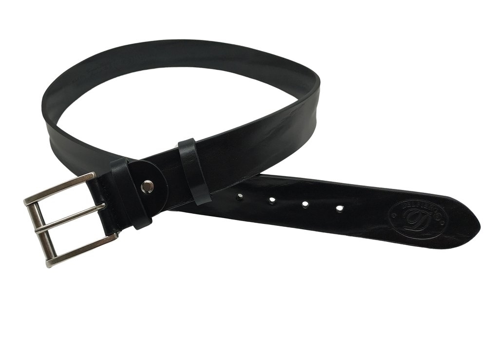 Cintura Italiana Delfiero Vintage in Cuoio Extra Colore Nero 40 mm nikel free