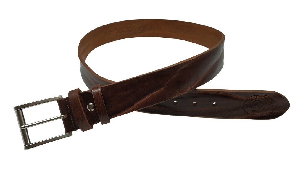 Cintura Italiana Delfiero Vintage in Cuoio Extra Colore Rum 40 mm nikel free 