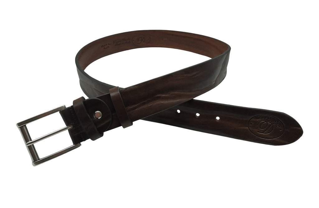 Cintura Italiana Delfiero Vintage in Cuoio Extra Colore Testa di Moro 40 mm  nikel free 