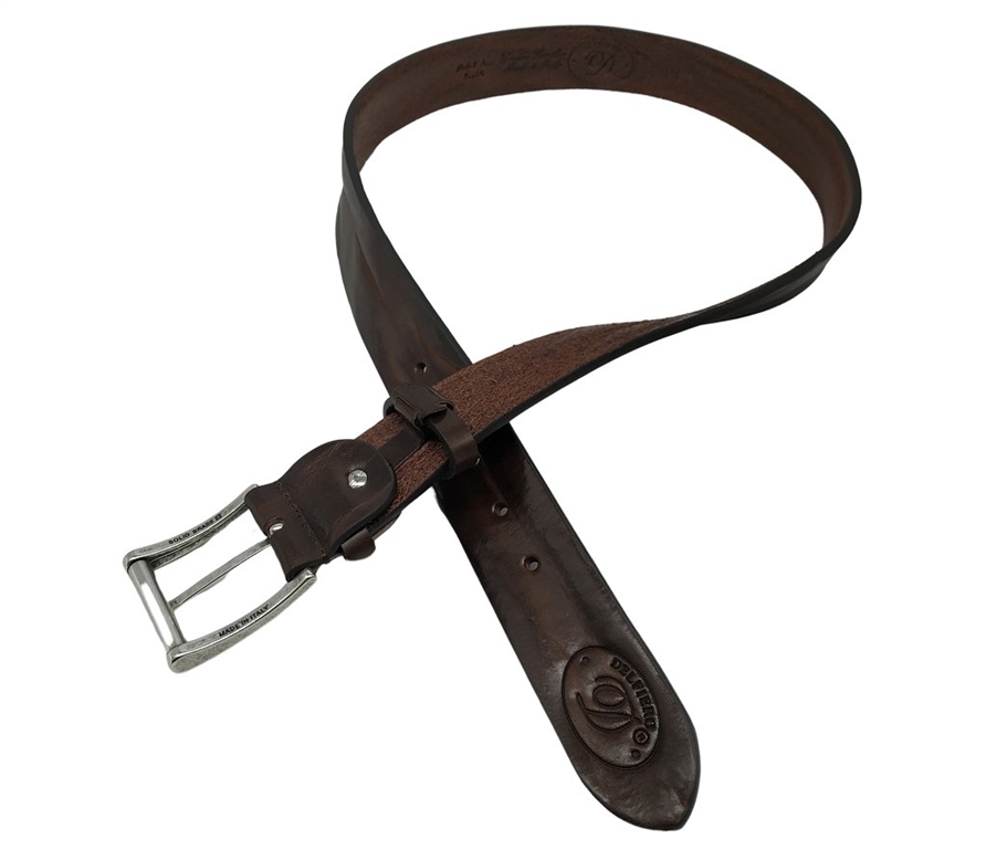 Cintura Italiana Delfiero Vintage in Cuoio Extra Colore Testa di Moro 40 mm  nikel free 