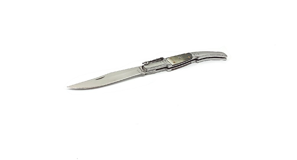 Coltello artigiano navaja arabe  inox con manico in corno di toro lama 10 cm