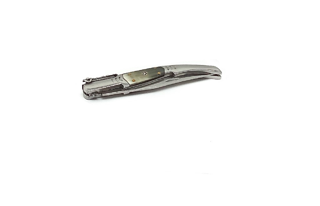 Coltello artigiano navaja arabe  inox con manico in corno di toro lama 10 cm