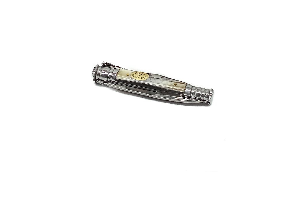 Coltello artigiano navaja punta de espada inox con manico in corno di toro lama 8 cm 