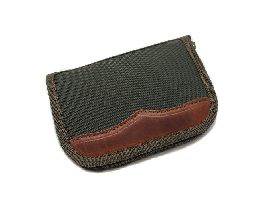 Delfiero porta strozzatori e prolughe per fucile con rifiniture in cuoio e cordura  