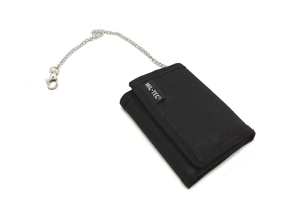 Portafoglio Miltec nero in nylon cordura con catena