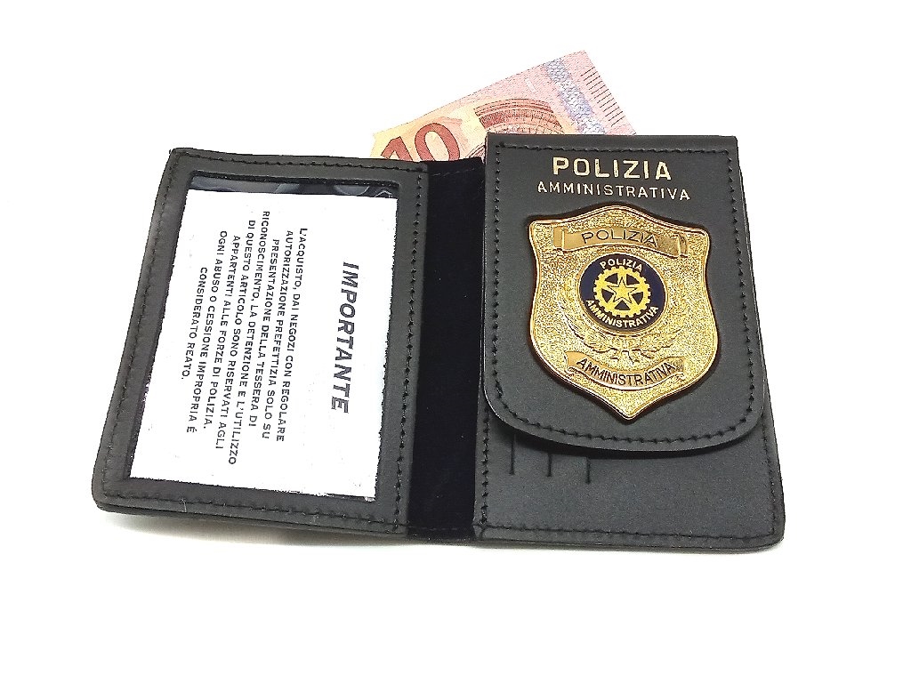 Portafoglio Vega cuoio 1WDCL108 con placca rem. polizia Amm.