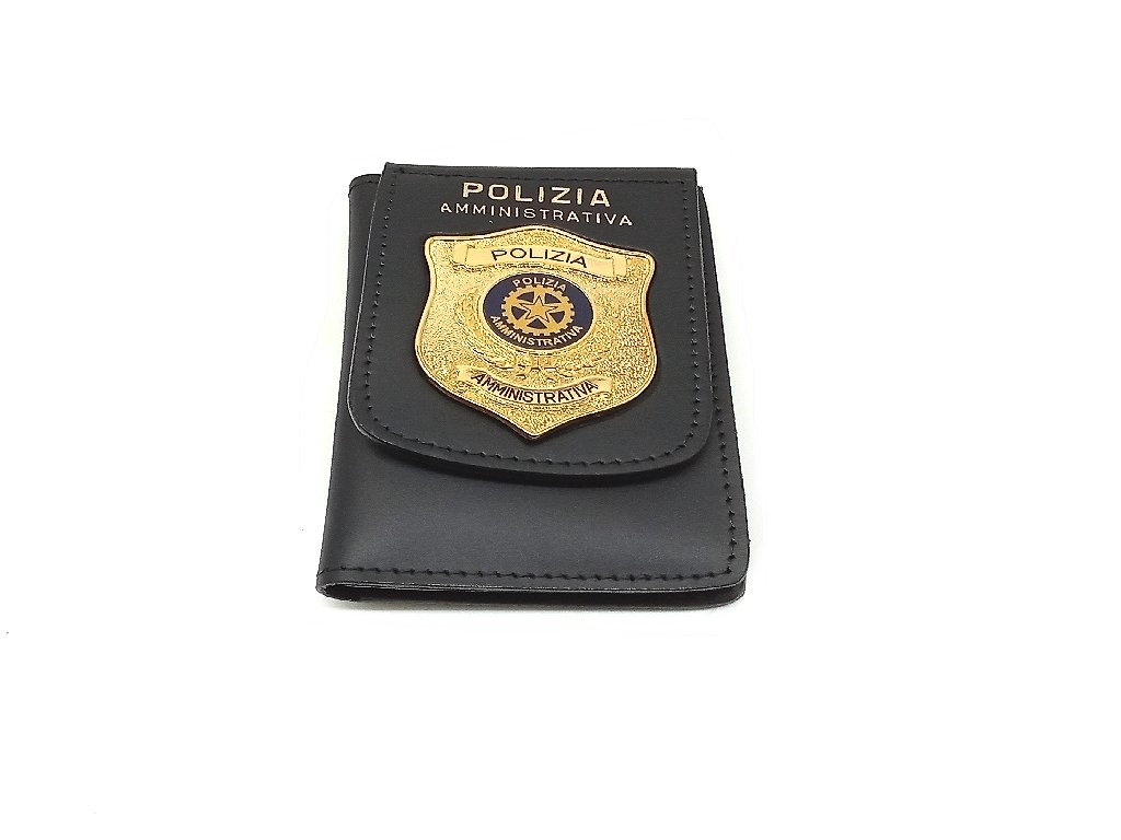 Portafoglio Vega cuoio 1WDCL108 con placca rem. polizia Amm.