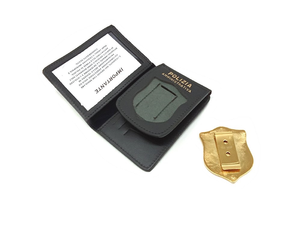 Portafoglio Vega cuoio 1WDCL108 con placca rem. polizia Amm.