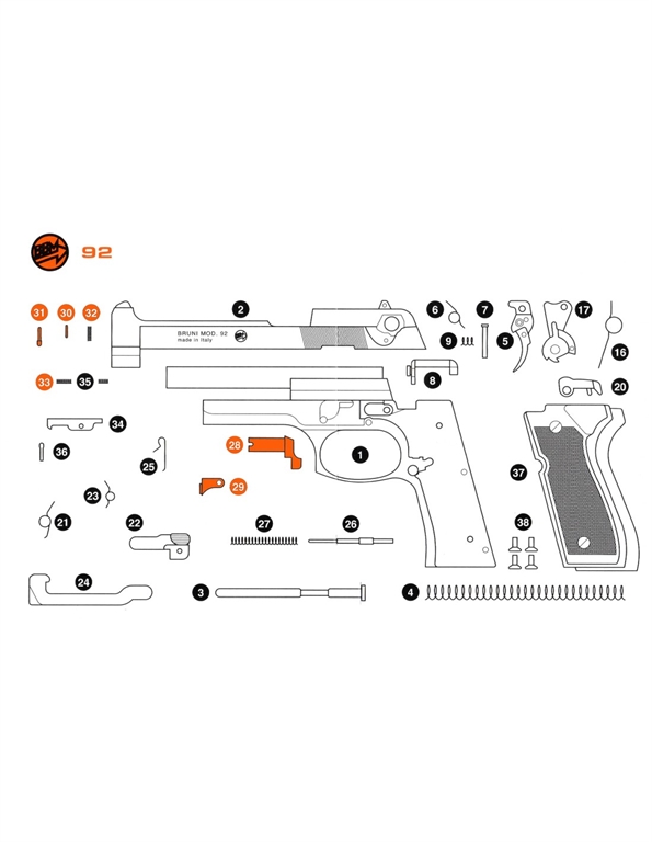 Ricambi in kit Bruni 92 a salve 8 mm 