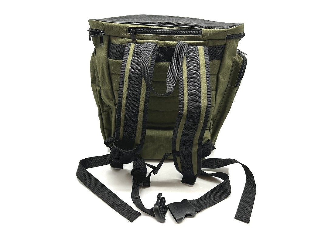 Zaino in nylon verde per funghi con gerla in vimini Rasport  